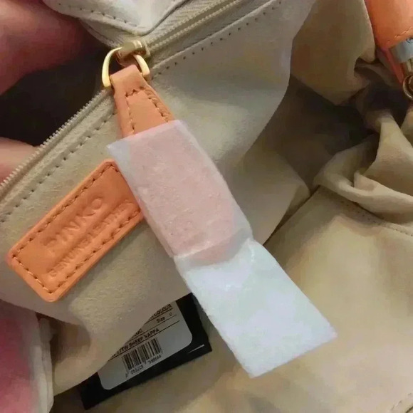 SALE PINKO Maxy Chain Clutch Block Colour Seep Nappa Apricot color RARE - Picture 9 of 10